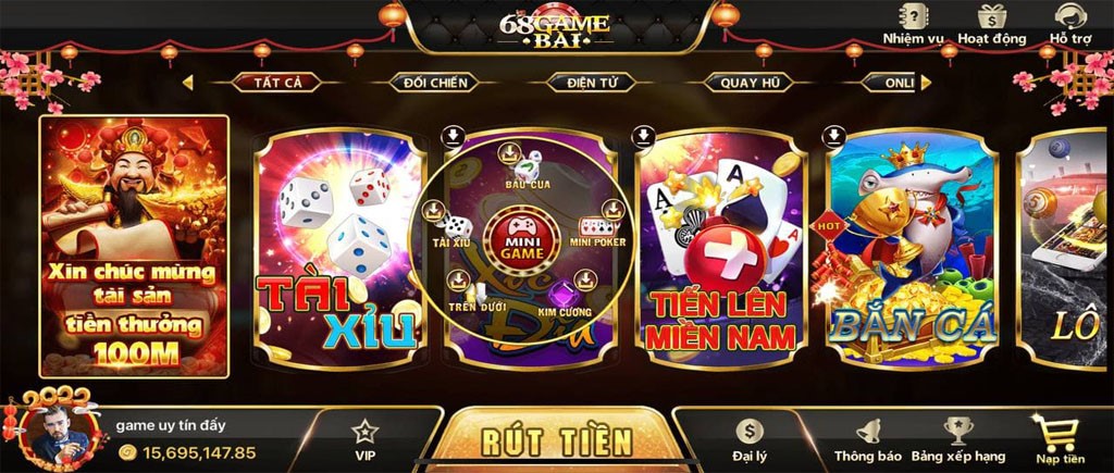 Kho trò chơi 68gamebai đa dạng với chất lượng đi đầu